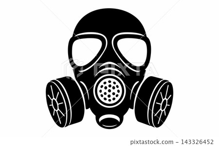 Black and White Gas Mask Silhouette Vector Illustration Black and White Gas Mask Silhouette Vector Illustration 143326452