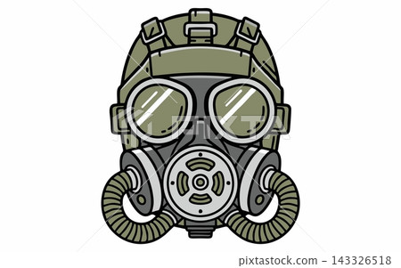 Military Tactical Gas Mask with Combat Helmet Vector Illustration Military Tactical Gas Mask with Combat Helmet Vector Illustration 143326518