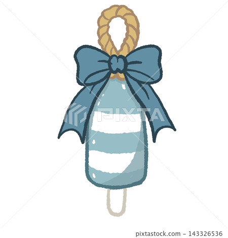 Coastal Christmas Blue Popsicle Ornament with Rope Loop and Large Blue Bow Cute Nautical Holiday Decoration Illustration 143326536