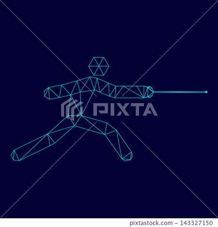 Fencer stick low poly triangulation triangulated polygonal electric cyan blue vibrant aqua neon color vector illustration image outline contour line Fencer stick low poly triangulation triangulated polygonal electric cyan blue vibrant aqua neon color vector illustration image outline contour line 143327150