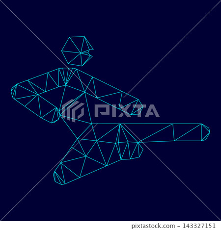 Ninja with kick stick low poly triangulation triangulated polygonal electric cyan blue vibrant aqua neon color vector illustration image outline contour line Ninja with kick stick low poly triangulation triangulated polygonal electric cyan blue vibrant aqua neon color vector illustration image outline contour line 143327151