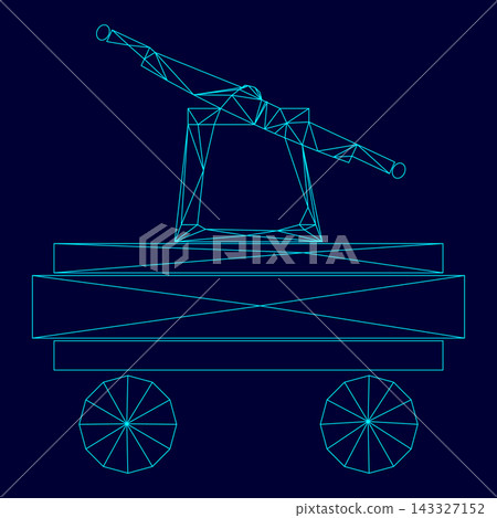 Handcar low poly triangulation triangulated polygonal electric cyan blue vibrant aqua neon color vector illustration image outline contour line Handcar low poly triangulation triangulated polygonal electric cyan blue vibrant aqua neon color vector illustration image outline contour line 143327152