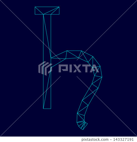 Symbol Saturn low poly triangulation triangulated polygonal electric cyan blue vibrant aqua neon color vector illustration image outline contour line 143327191