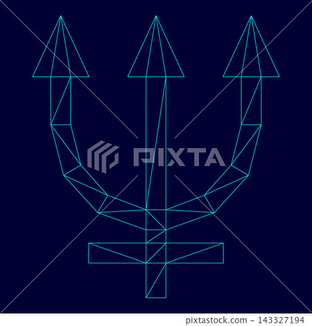 Neptune symbol low poly triangulation triangulated polygonal electric cyan blue vibrant aqua neon color vector illustration image outline contour line Neptune symbol low poly triangulation triangulated polygonal electric cyan blue vibrant aqua neon color vector illustration image outline contour line 143327194