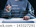 Online assessment and survey concept. Person using computer with checklist form, checkmark, digital questionnaire, online test, exam, quiz, feedback response, data collection, task verification 143327291
