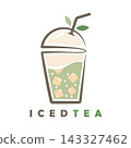 fresh drink ice bubble tea cup logo icon vector element design 143327462