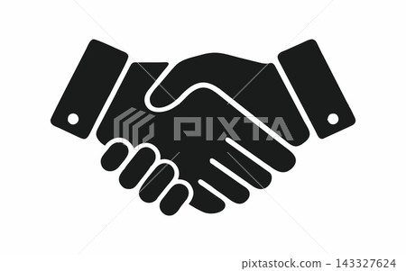 Black and White Handshake Icon for Business Agreement and Partnership Black and White Handshake Icon for Business Agreement and Partnership 143327624