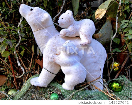 Plastic Polar Bears And Cubs In A Cactus Garden 143327641
