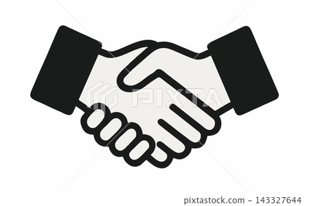 Black and White Outlined Handshake Icon for Business Partnership Black and White Outlined Handshake Icon for Business Partnership 143327644