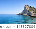 Turquoise Mediterranean sea by limestone cliff , generated, AI 143327884