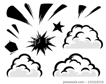 A set of illustration materials featuring American comic-style clouds and shocking effects. A set of illustration materials featuring American comic-style clouds and shocking effects. 143328518