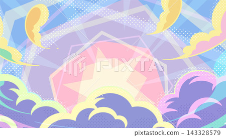 色彩繽紛的光影雲朵背景插畫_16:9 143328579