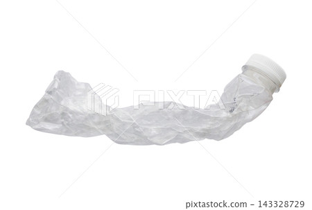 Crushed plastic bottle isolated on white background Crushed plastic bottle isolated on white background 143328729