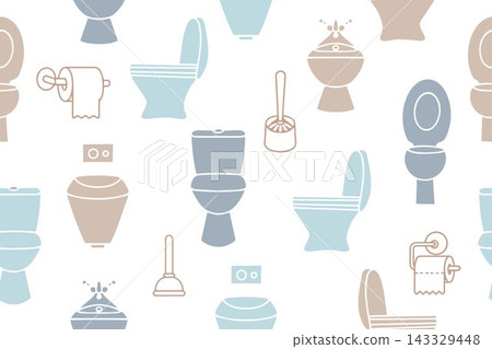 Bathroom Essentials Vector Illustration with Toilets 143329448