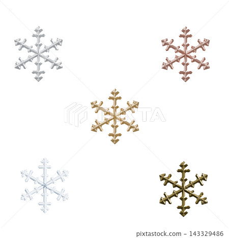Simple 3D Snowflake Icons (Set of 5 Colors) Simple 3D Snowflake Icons (Set of 5 Colors) 143329486