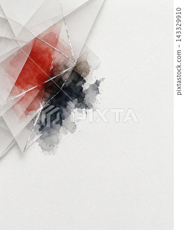 A background showing vermilion, black ink, and silver foil through a semi-transparent origami-style layer. A background showing vermilion, black ink, and silver foil through a semi-transparent origami-style layer. 143329910