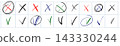 Check, circles and cross mark icon.  143330244