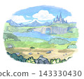 Medieval European-style hand-drawn RPG background 143330430