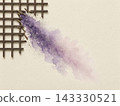 左上角是破損的障子門框，上面用日本紙做背景，紫藤花和櫻花粉色水彩從中流淌而出。 143330521