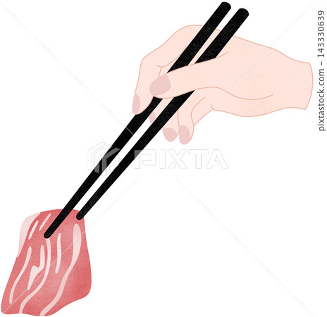hand with black chopsticks 143330639