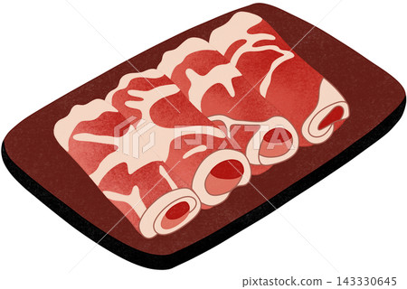 pork collar on red plate pork collar on red plate 143330645