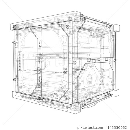 wireframe cube structure illustration. Vector wireframe cube structure illustration. Vector 143330962