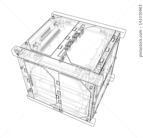 technical equipment wireframe illustration. Vector technical equipment wireframe illustration. Vector 143330963