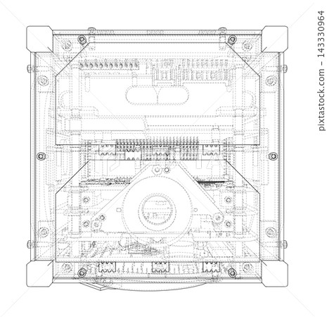 technical blueprint of electronic device. Vector technical blueprint of electronic device. Vector 143330964