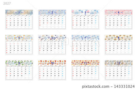 2027 Desk Calendar (Sunday Start, with Memo Space) 2027 Desk Calendar (Sunday Start, with Memo Space) 143331024