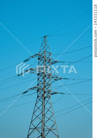 Low angle close up view of a strategic electrical distribution framework grid Low angle close up view of a strategic electrical distribution framework grid 143331118