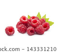 Sweet raspberries with leaves 143331210