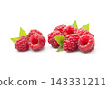 Sweet raspberries with leaves 143331211