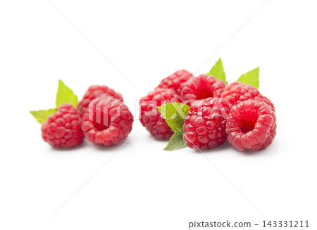 Sweet raspberries with leaves Sweet raspberries with leaves 143331211