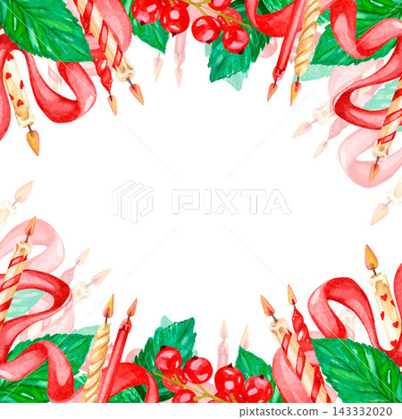 Candles, bows and ribbons, cake stand, holiday set for greeting cards, congratulations and packaging 143332020