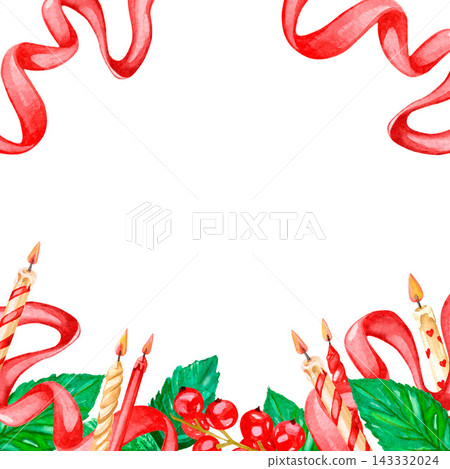 Candles, bows and ribbons, cake stand, holiday set for greeting cards, congratulations and packaging 143332024