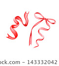 Red satin ribbons and bows 143332042
