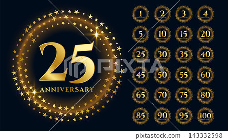 beautiful gold anniversary labels in premium style beautiful gold anniversary labels in premium style 143332598