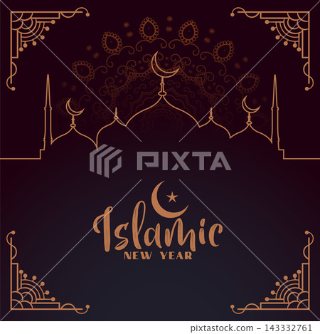 creative islamic new year festival card design 143332761