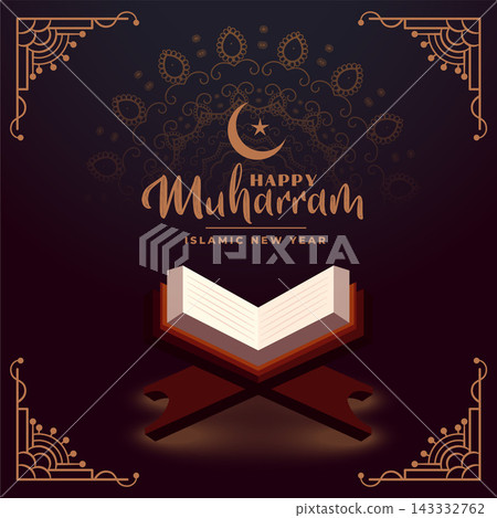 happy muharram background with holy quraan book 143332762