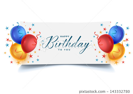 happy birthday celebration balloons card background design 143332780