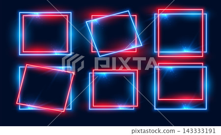 red and blue rectangular neon frames set of six red and blue rectangular neon frames set of six 143333191