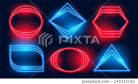 neon frames in six different geometric shapes neon frames in six different geometric shapes 143333192