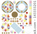 Summer decoration material set featuring a low table and ice pops. 143333201
