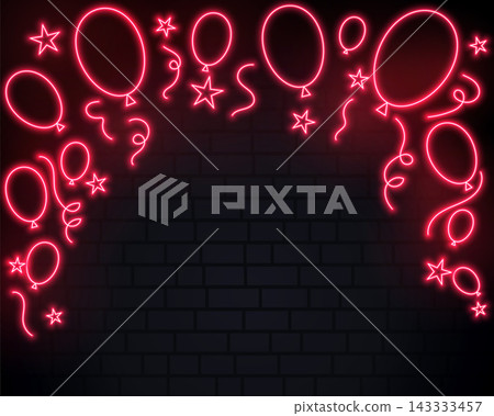 celebration balloons in red neon style background 143333457