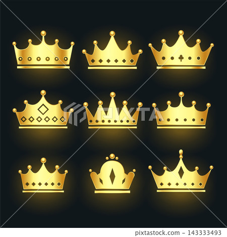 set of premium crowns in golden color set of premium crowns in golden color 143333493