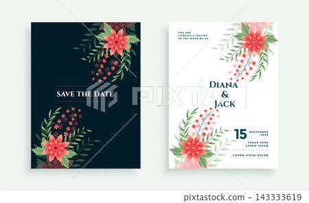 flower style wedding invitation card design template flower style wedding invitation card design template 143333619