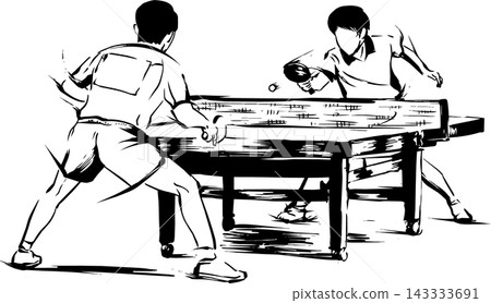 乒乓球水墨畫插圖 乒乓球水墨畫插圖 143333691