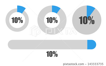 10% 圓餅圖和進度條套裝,百分比顯示圖示素材 10% 圓餅圖和進度條套裝,百分比顯示圖示素材 143333735
