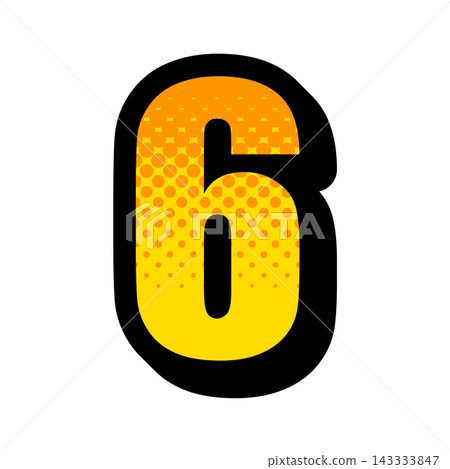 流行風格的數字 6 設計，醒目的圖示材質，帶有黃色漸變效果。 143333847