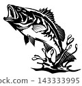 Black bass monochrome paper-cut art 143333995